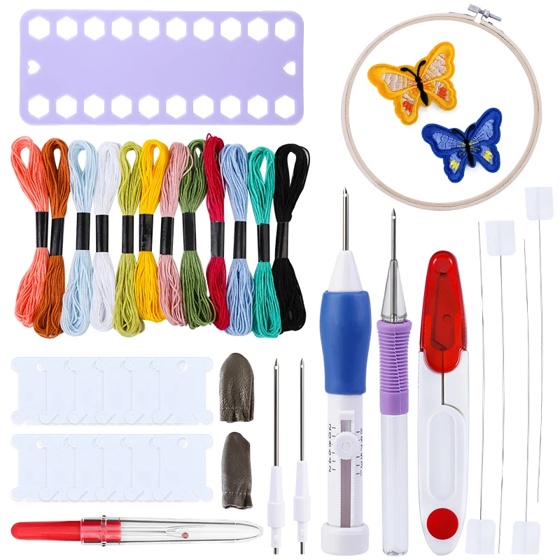 

KAOBUY Magic Embroidery Pen Punch Needle Kit With Embroidery Threads Cross Stitch DIY Knitting Sewing Accessory Tools Handmade