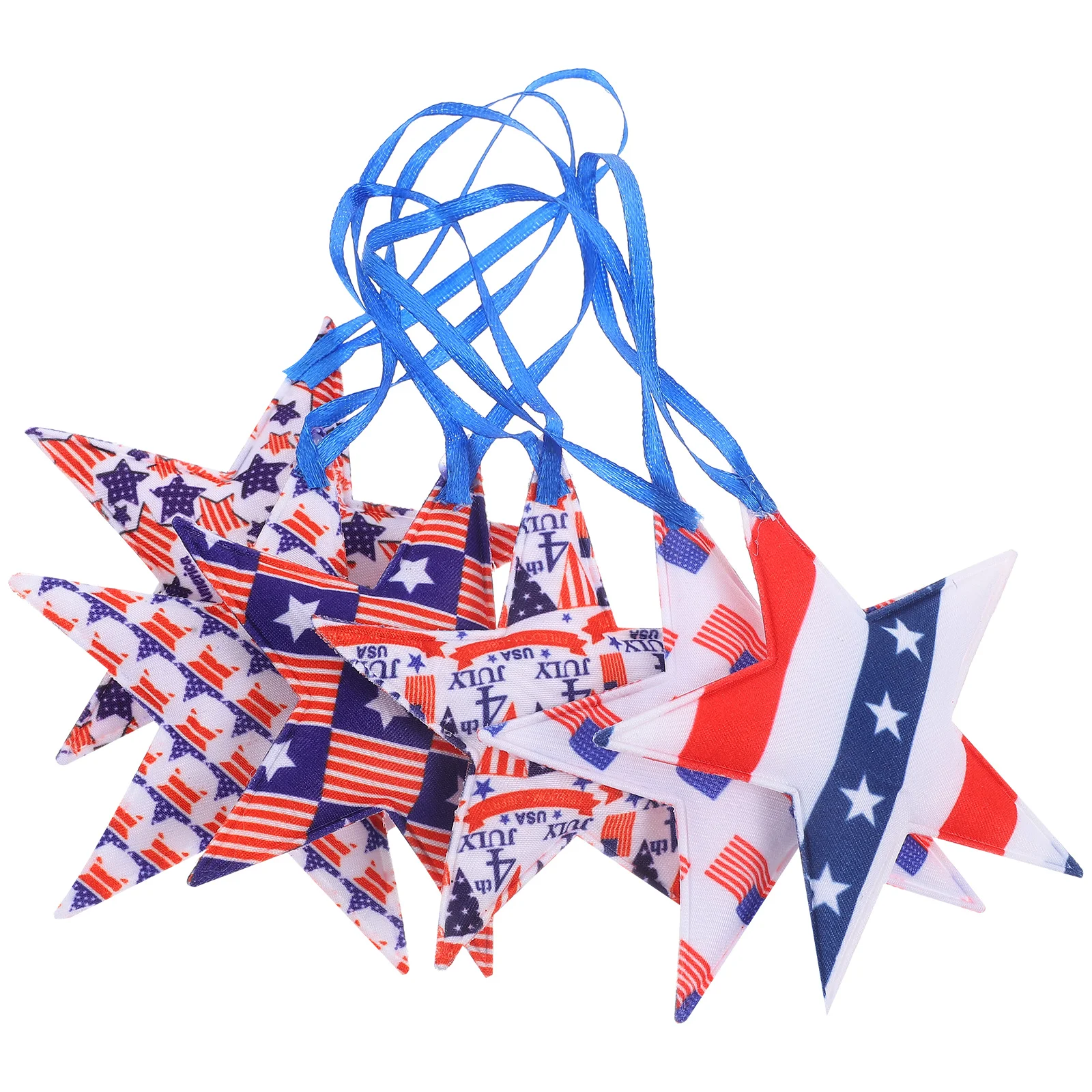 

12 Pcs Pentagram Pendant Star Hanging Indoor American Themed Cloth Party Decor Ornament Decorative Craft Holiday Decoration