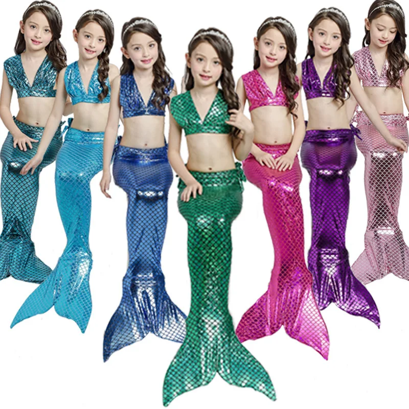 

3pcs Set Mermaid Girl Swimsuit Mermaid Tail Child Swimsuit Mermaid Costume Girls Dress Cosplay Clothes Toddler Girl Clothes