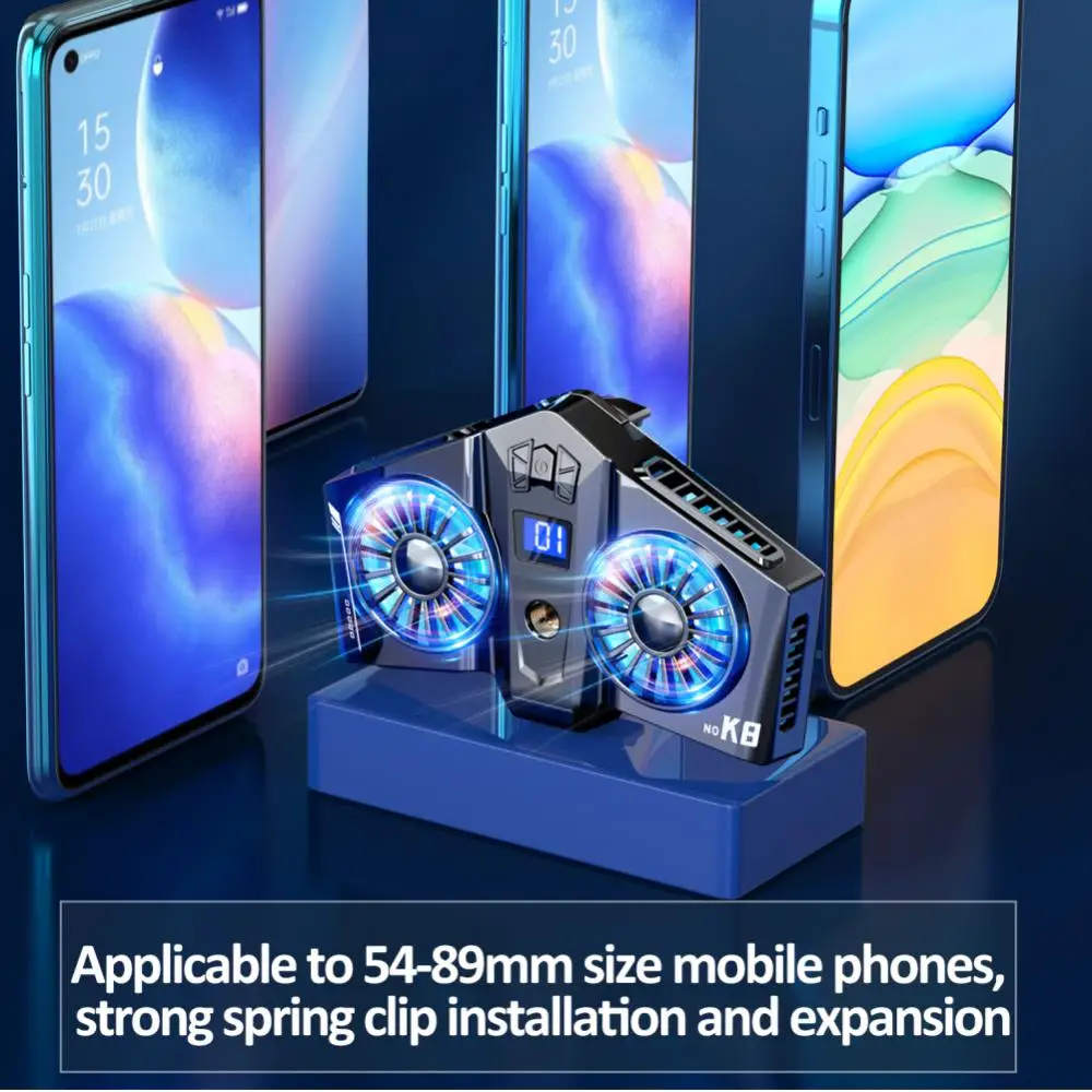 

2023 Aluminum Alloy Phone Cooler For Iphone/xiaomi 15w Mobile Phone Semiconductor Radiator With Smartphone Temperature Display