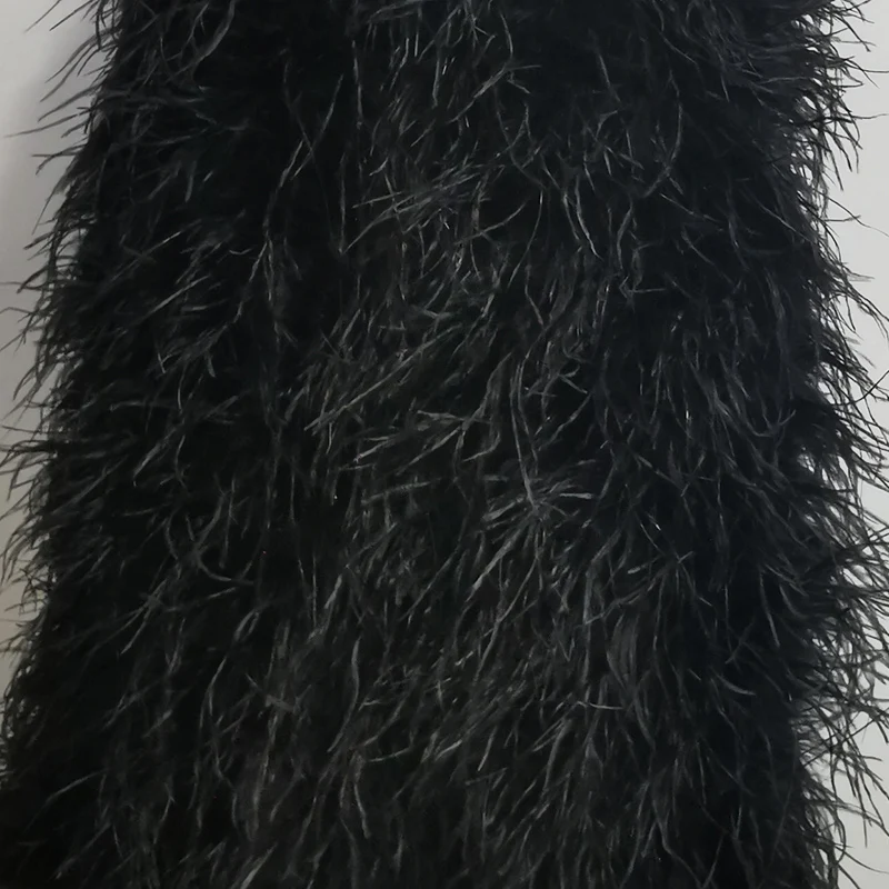Real ostrich feather 85CM long coat real fur coat casual long sleeve imported fur ostrich feather jacket women's warm coat enlarge