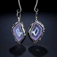 fashion and popular retro imitation amethyst agate pendant earrings european and american color separation party jewelry