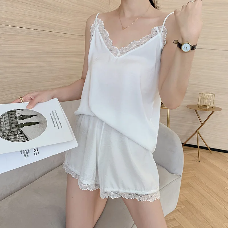 

Homewear Suit Women's Summer Sling Tops with Shorts Two-piece Set Sexy Loose Pajamas Thin Section Woman Pj Set Lingerie Set