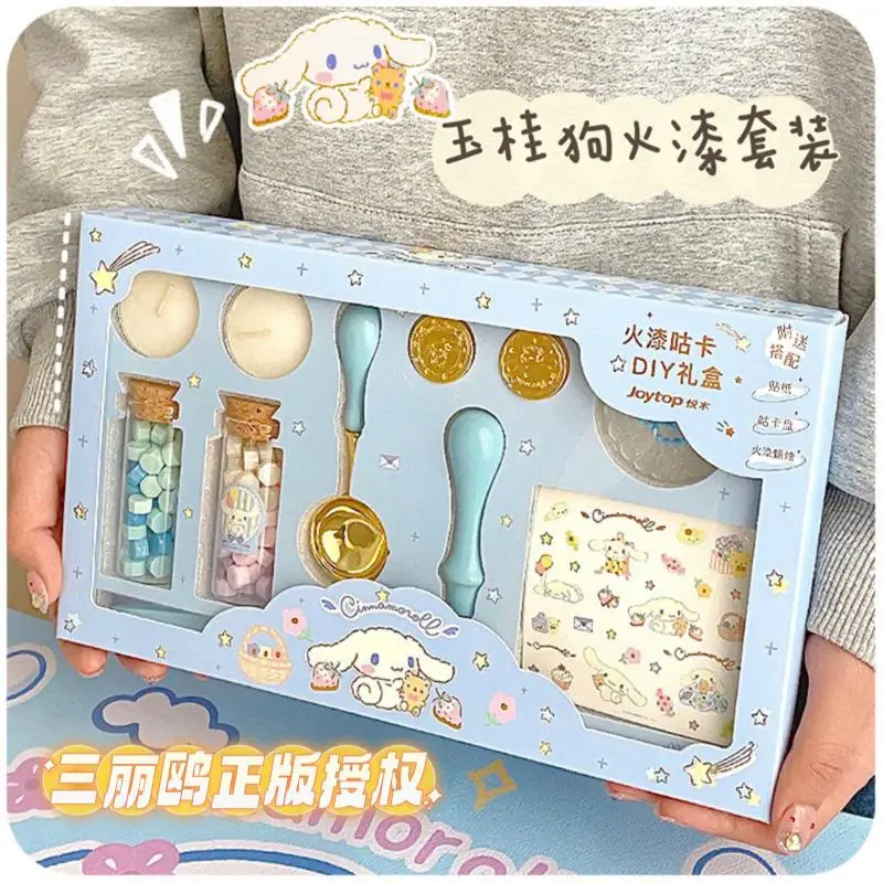 

Оригинальный Sanrio Cinnamoroll, лаковая печать, Подарочная коробка, наклейка, набор «сделай сам», Фантастические детские игрушки, Мультяшные кавайные аниме плюшевые подарки для девочек