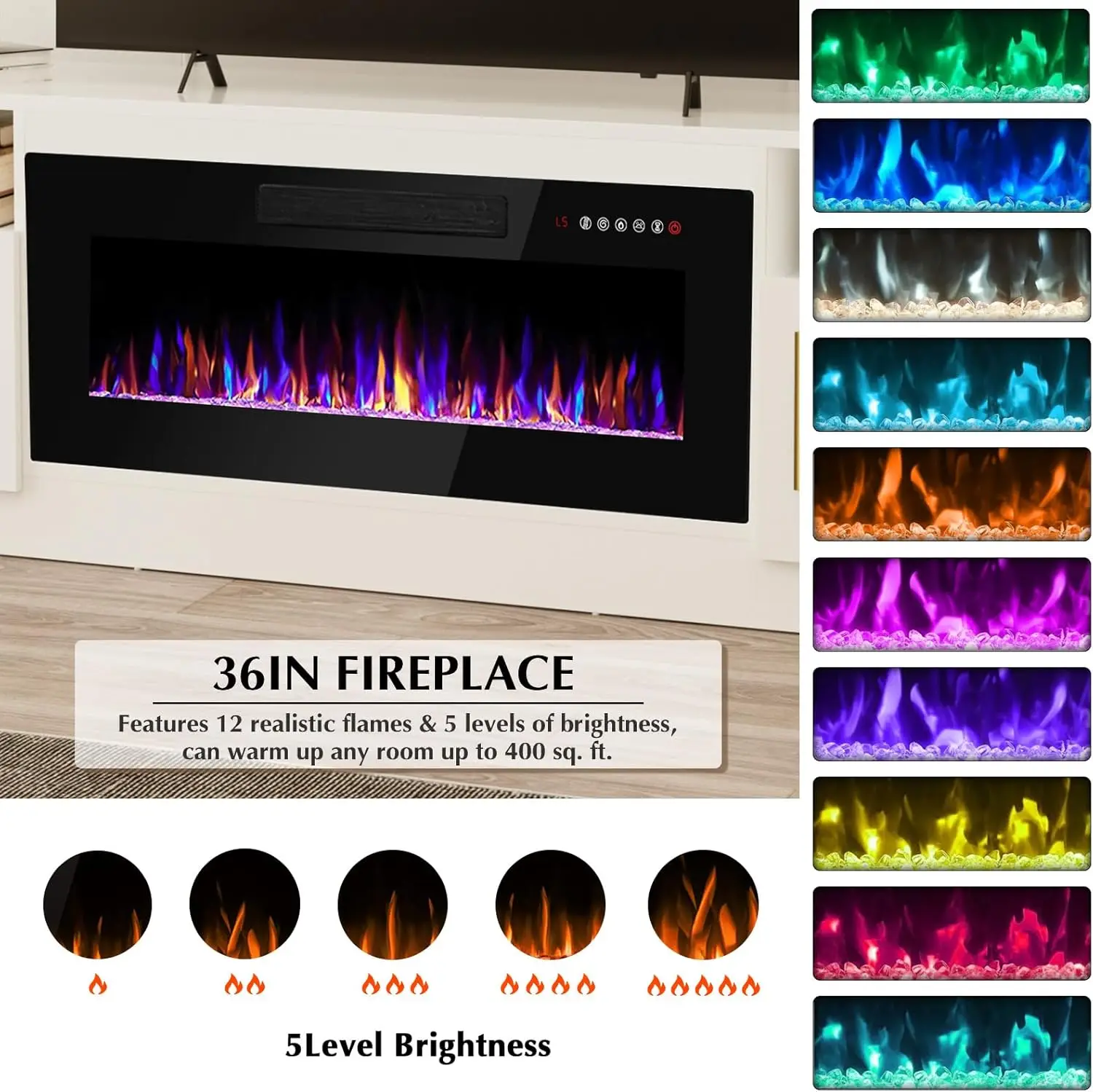 Подставка с 36-дюймовым камином Телевизоры до 80 дюймов развлекательным центром и