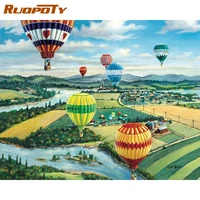 ruopoty paint by numbers hot air balloon hand painted painting diy pictures by number landscape kits drawing on canvas home deco