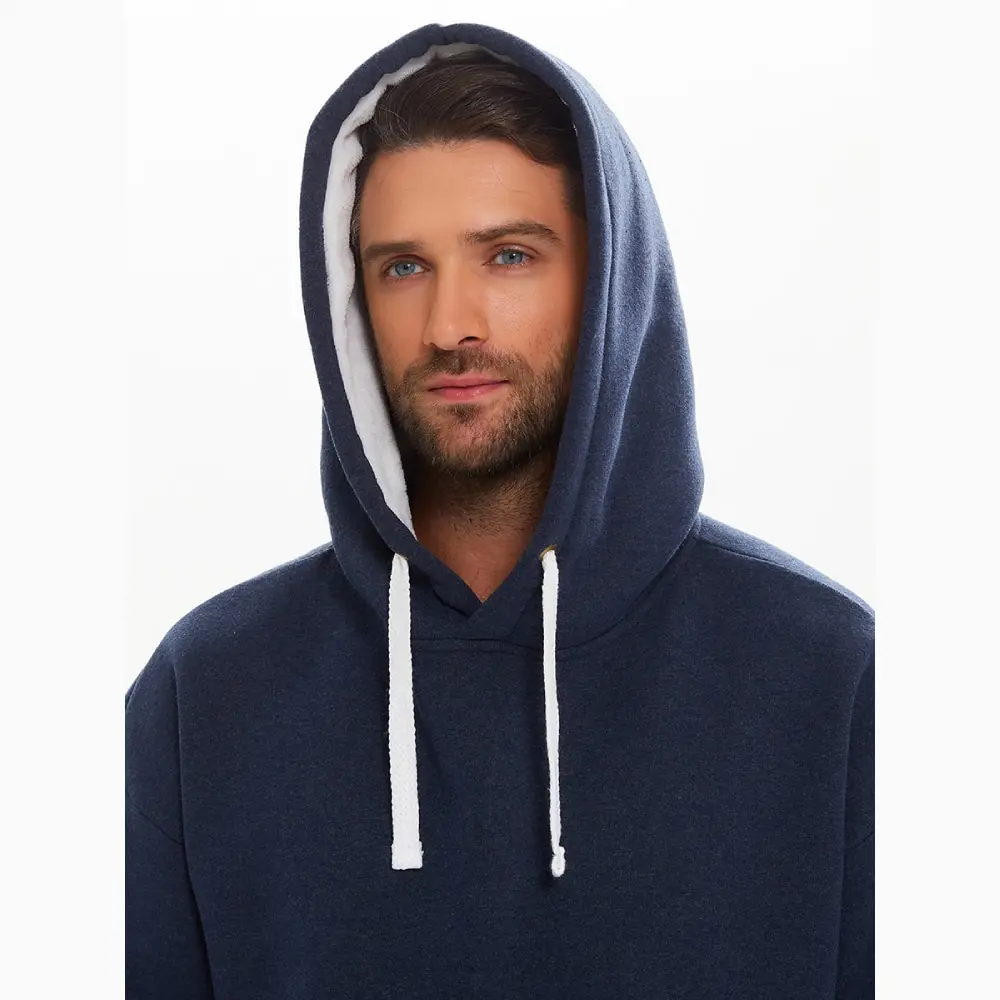 Jonquil Худи мужское &quotСиний меланж&quot с капюшоном (искусственный мех) умеренный