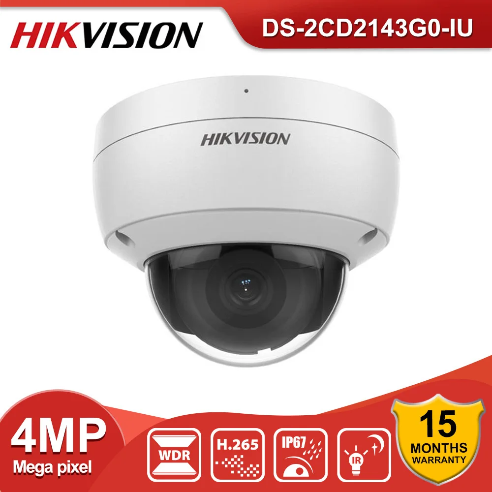 

Hikvision Original DS-2CD2143G0-IU 4MP Built-in Mic Fixed Dome POE Network Camera Outdoor Full Metal Waterproof IP66 IP Camera