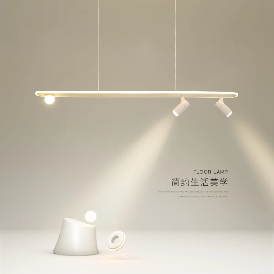 

Modern Simple White LED Pendant Light Dining Room Island Long Hanging Lamp Creative Restaurant Bar Nordic Coffee Office Fixtures