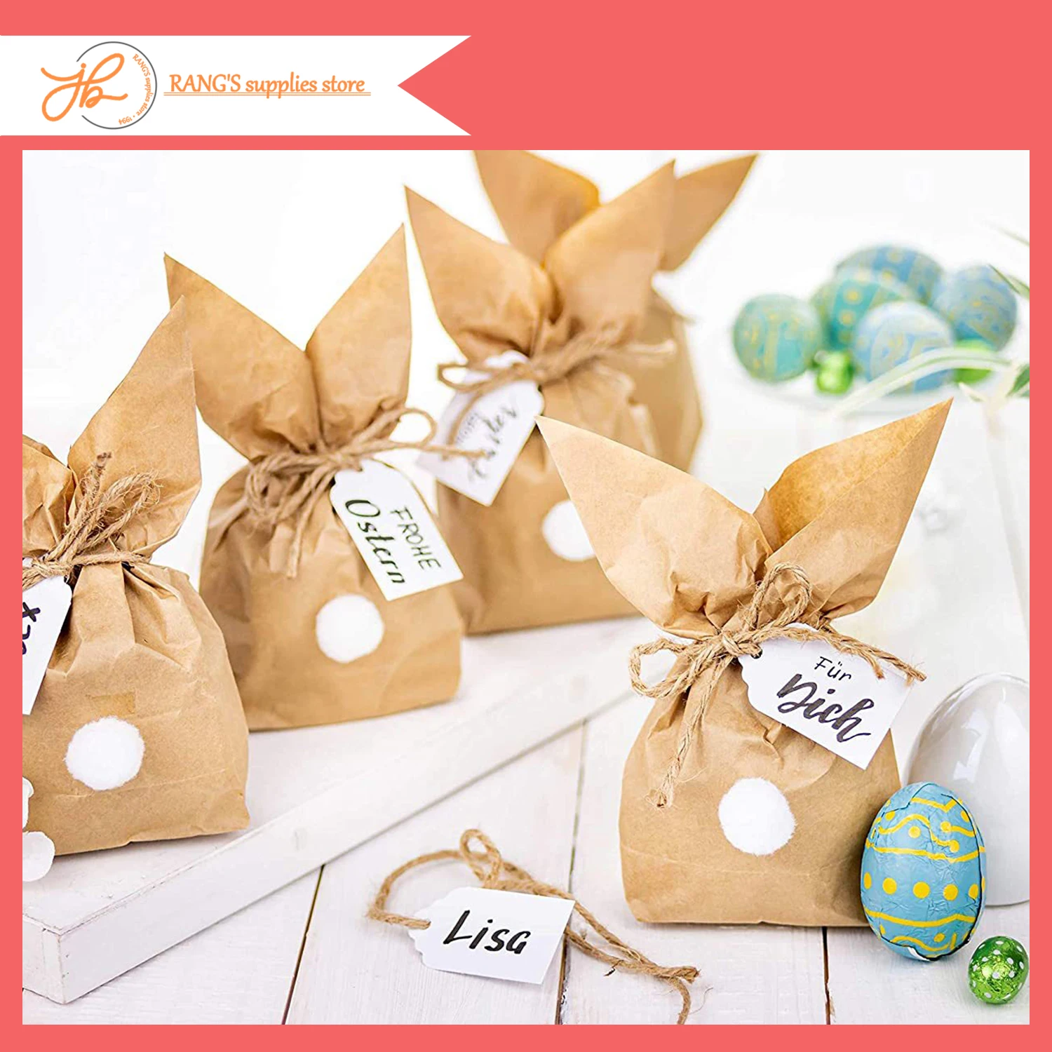 10PCS Easter Gift Bunny Bags Bunny Set DIY Paper Bag Bunny Treat Paper Bags Cookie Snack Bag Packaging Cookie Supplies