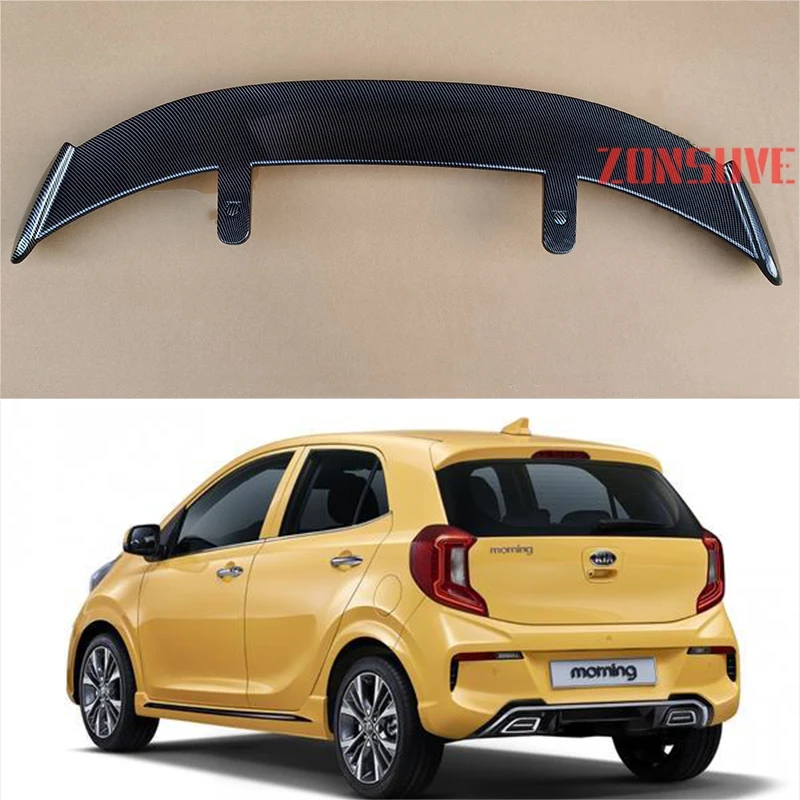 

Используется для KIA Morning Picanto Спойлер ABS пластик углеродное волокно вид хэтчбека Кровля крыши заднего крыла корпуса комплект аксессуаров
