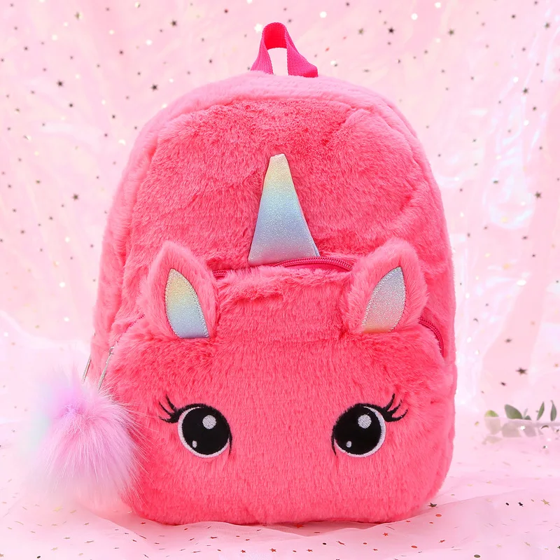 New Plush School Bag Toy Backpack Kindergarten Baby Unicorn Girl Shoulder Bag Cute Cartoon School Bag Backpack for Girls