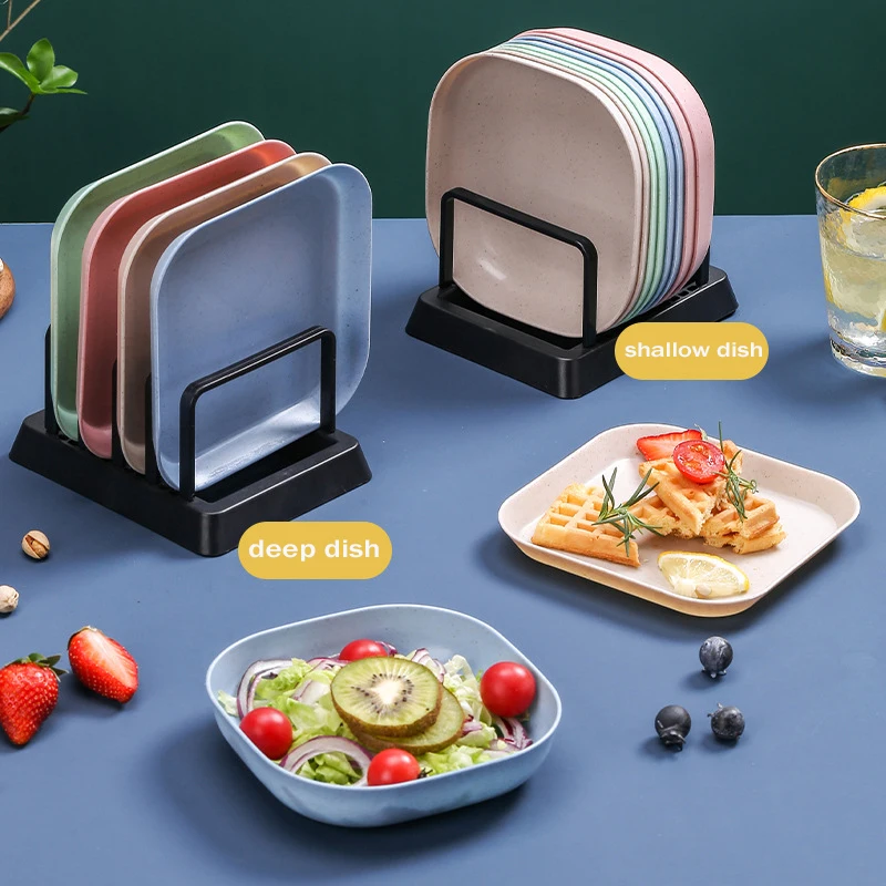 

1PCS Food Grade Wheat Straw Tray Environmental Friendly Reusable Solid Color Food Tray Spit Bone Tray Dessert Tray Fruit Tray