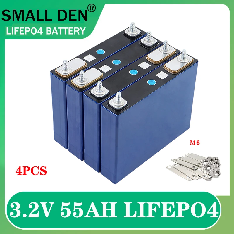 

4PCS New 3.2V 55Ah LiFePO4 battery 3C High power diy12v 4S 24v Electric vehicle Boat RV Solar Inverter Lithium iron battery pack