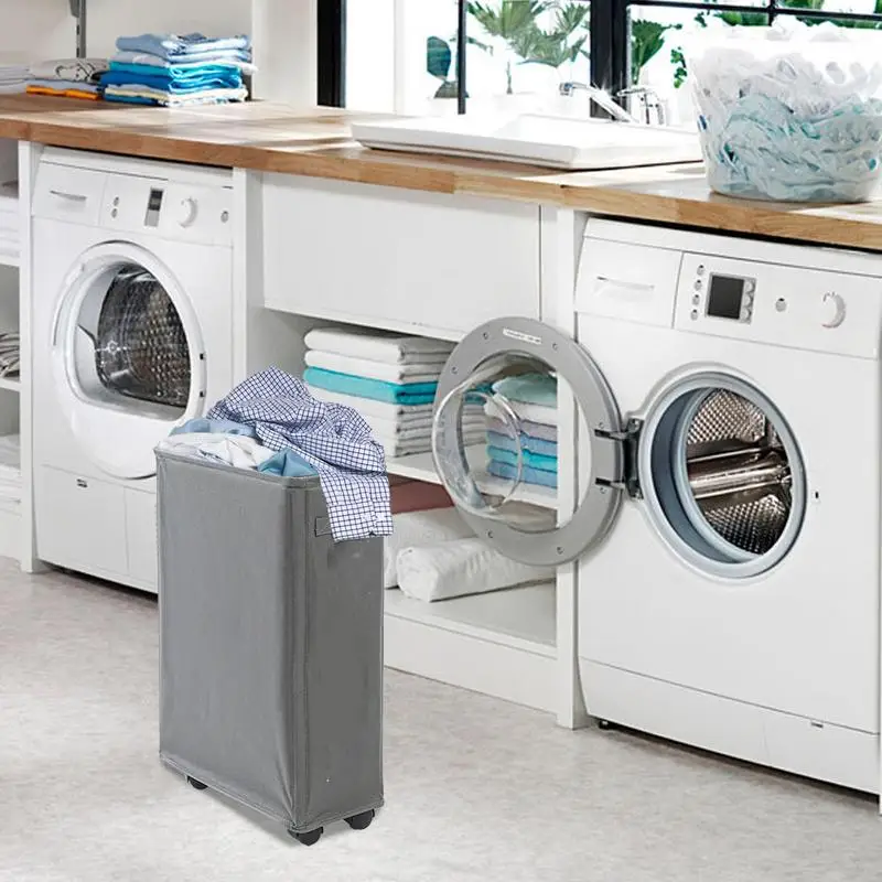 Корзина для белья с колесами большая тонкая корзина стирки на колесах 42 л