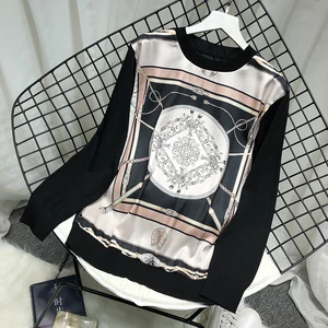 Женский свитер с принтом лилии Lily свитера с цветами, Осенний мягкий тонкий вязаный пуловер в стиле пэчворк, вязаные топы с цветочным принтом