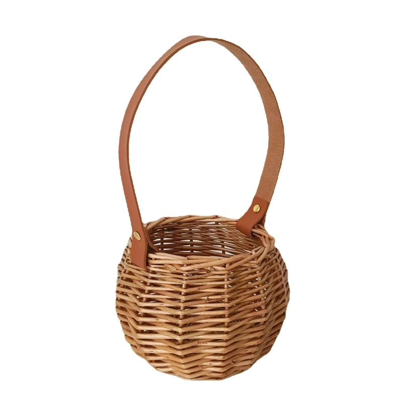

Rattan Storage Basket with Handle Portable Flower Candy Egg Organizer for Home Garden Decoration Wedding Flower Picnic