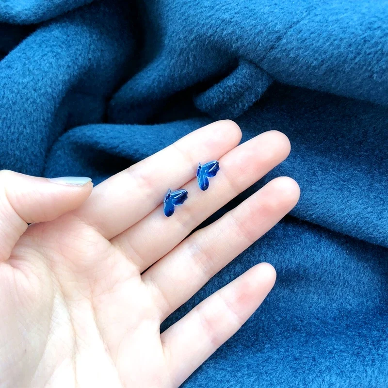 2024 новые корейские серьги-гвоздики Sle Sweet Blue простые маленькие пластиковые