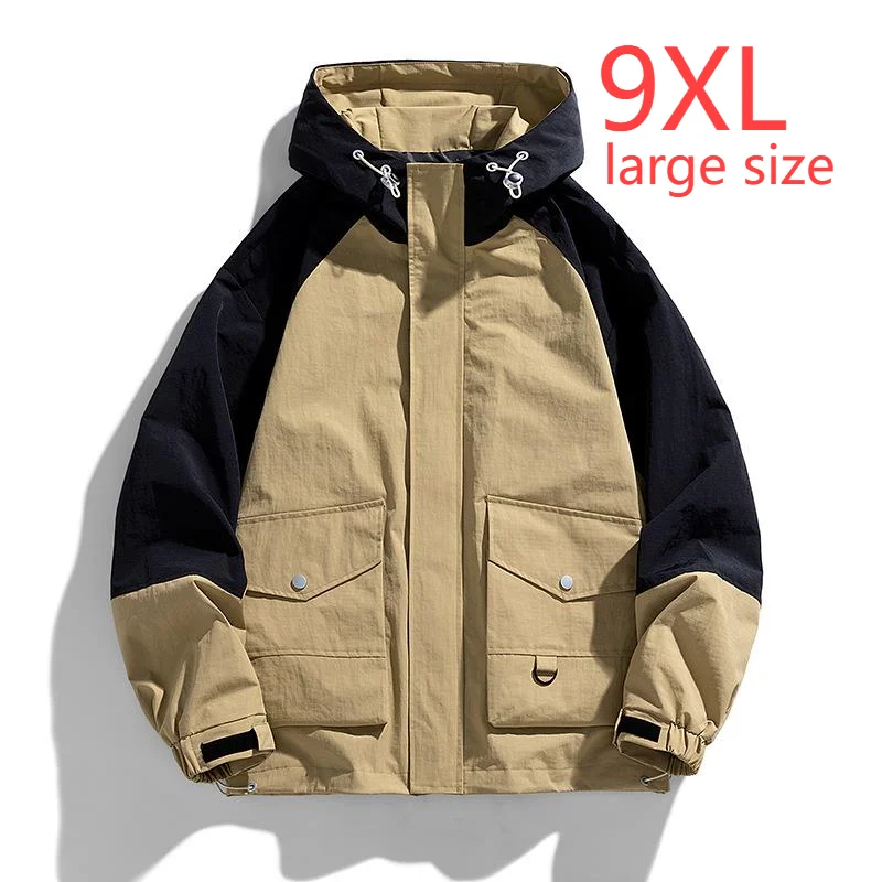 

Куртка-карго в Корейском стиле для влюбленных, мужская куртка для кемпинга на весну и осень, Лоскутная ветрозащитная куртка-карго с капюшоном, новинка 2023, большой размер
