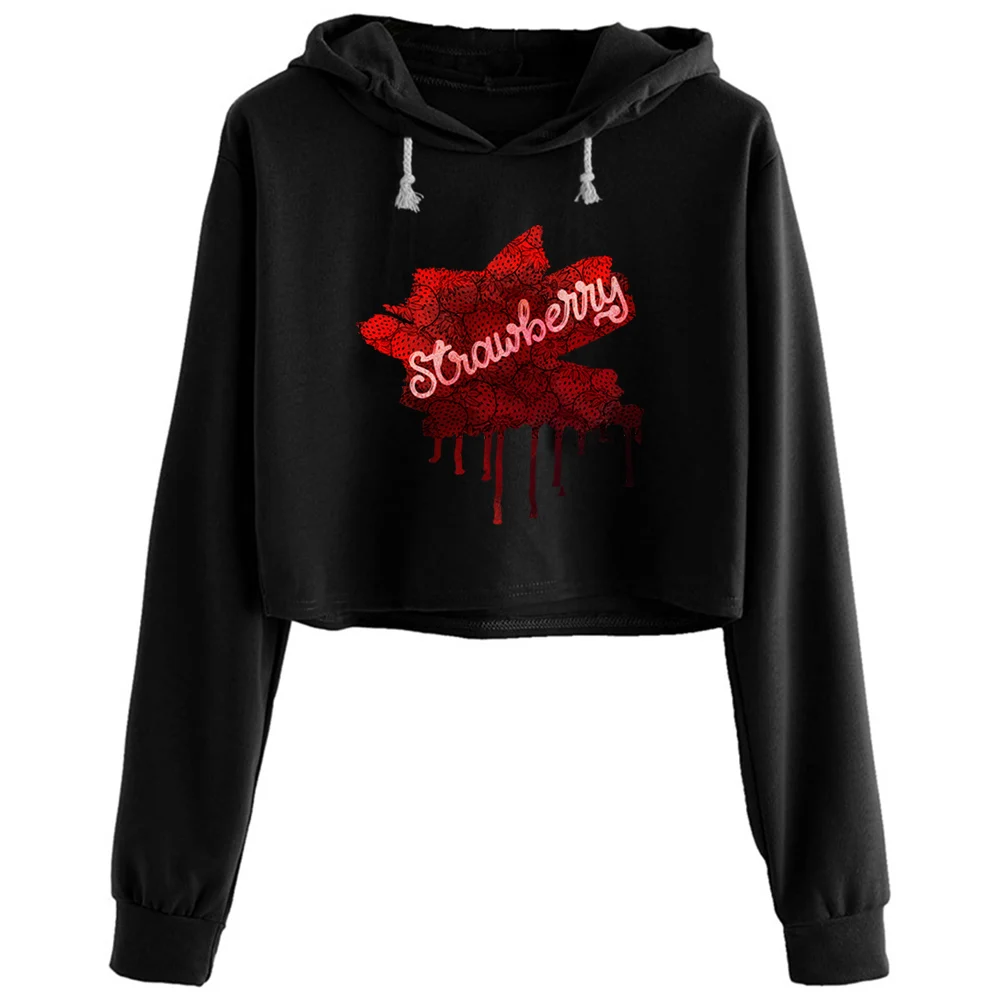 

Strawberry Hoodies Women Grunge Harajuku Anime Emo Pullover For Girls