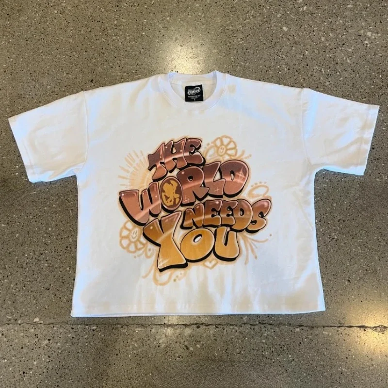 Хлопковая белая футболка для мужчин и женщин модная свободная в стиле кампуса с