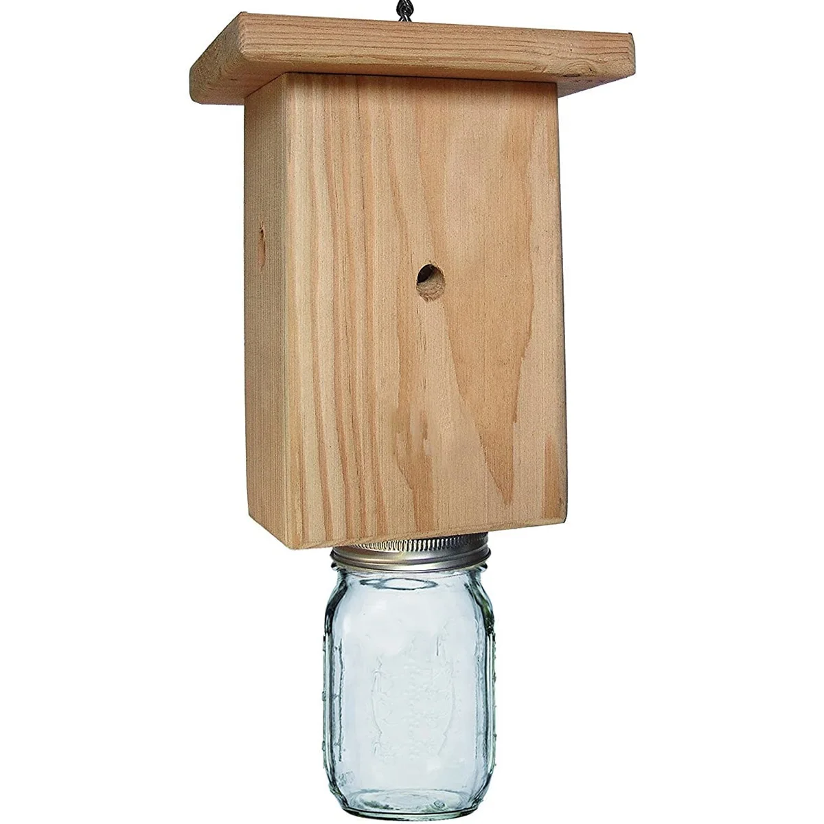 

Wooden Carpenter Bee Trap with 2 Screw Hooks and Hanging Chain Natural Log House Style Carpenter Bee Catcher Waterproof and