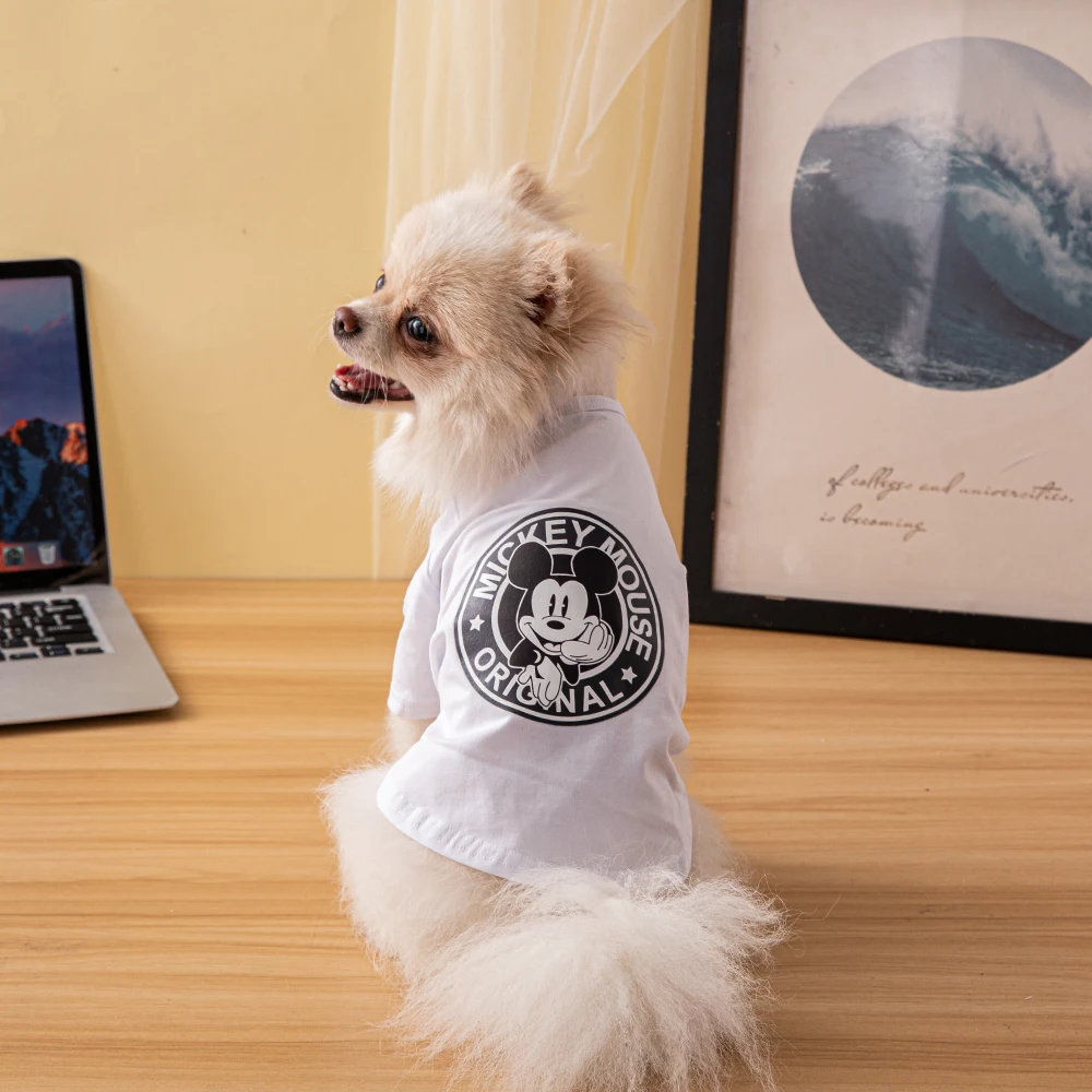

Одежда для собак из дышащего чистого хлопка, с мультяшным принтом Микки Мауса