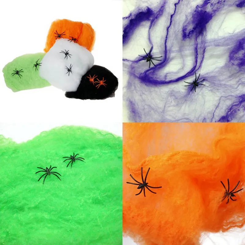 

Halloween Scary Party Scene Props White Stretchy Cobweb Spider Web Horror Halloween Decoration For Bar Haunted House