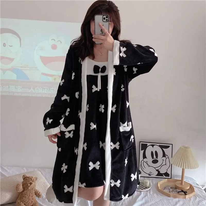 2 шт. Женские Фланелевые ночные рубашки-халаты