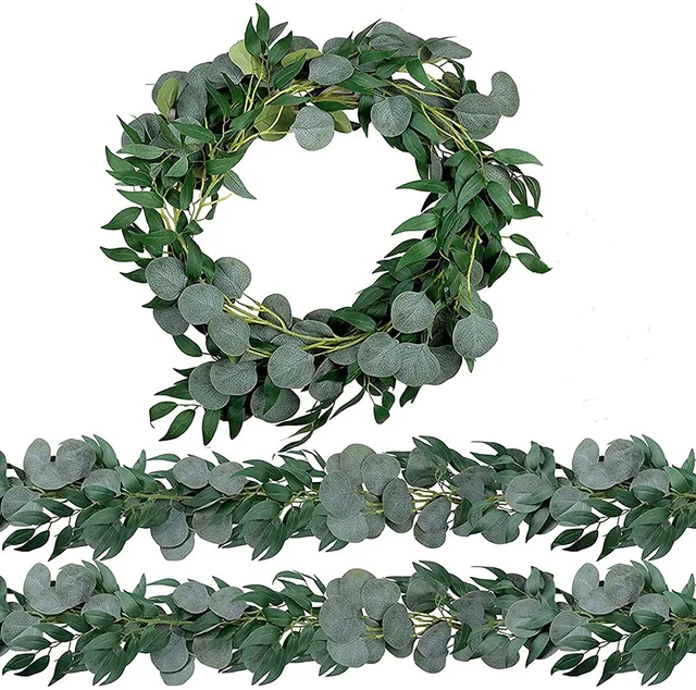 

Artificial Eucalyptus Leaves Garland with Willow Vines Twigs Leaves for Wedding Party Table Runner Greenery Garland Indoor