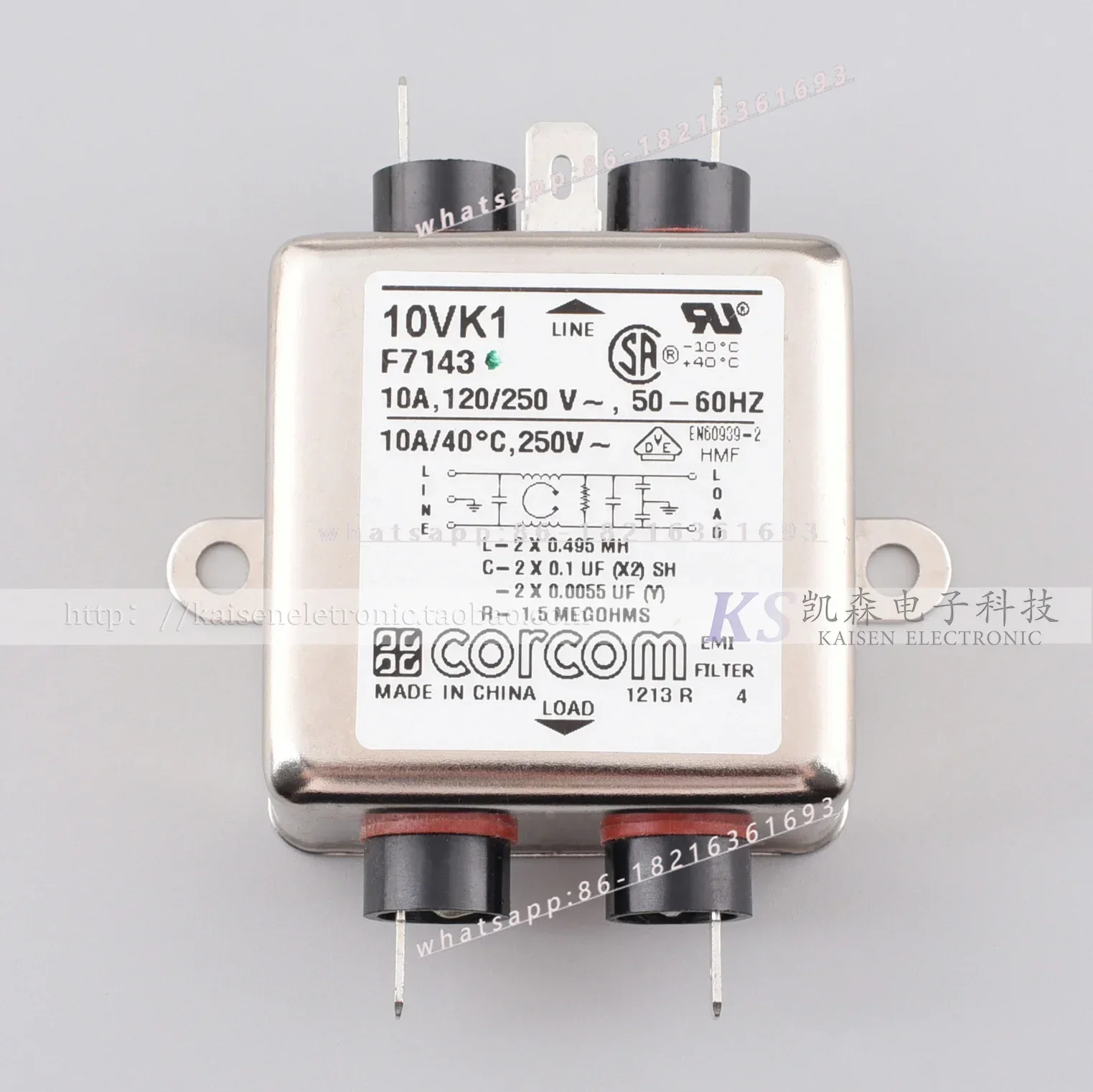 Фото Фильтр однофазный EMI 10A с защитой от помех Store 2055, серия K, 10VK1, F7143, 1-6609028-3, Corcom №4