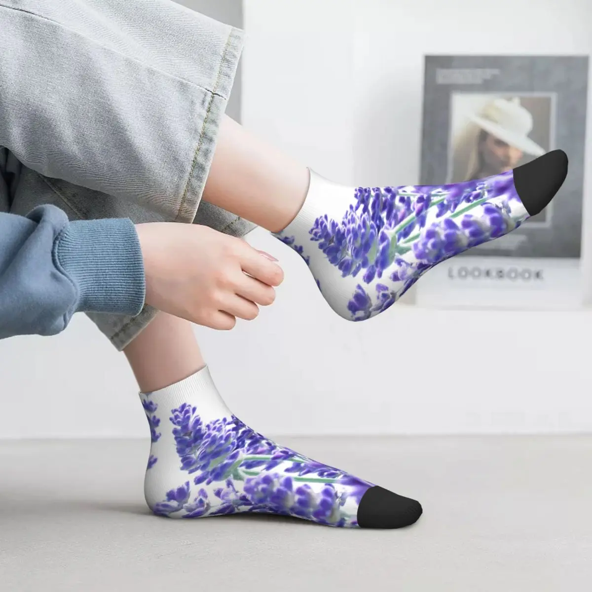

Fresh Lavender Socks Real Lavender Flower Nature Outdoor Matching Short Tubes Large Chemical Fiber Cute Kid Socks