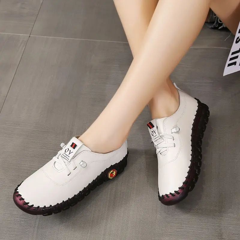 Plus Size Women's Orthopedic Shoes 100% handmade Stitch PU leather Flats Woman Casual Slip On Cushion Loafers Lady Oxford Shoes