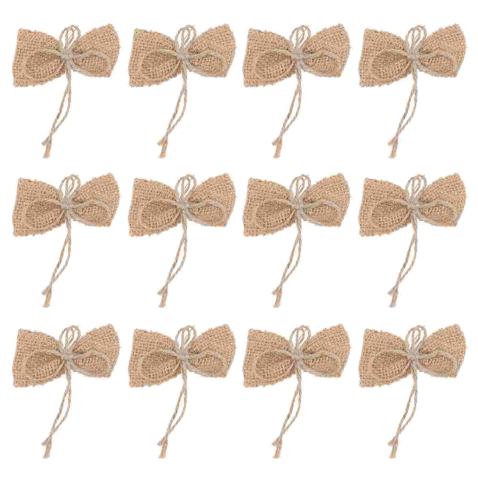 

12Pcs Burlap Bow Holiday Wreath Bow DIY Crafts Bowknot Ornaments Wedding Decor