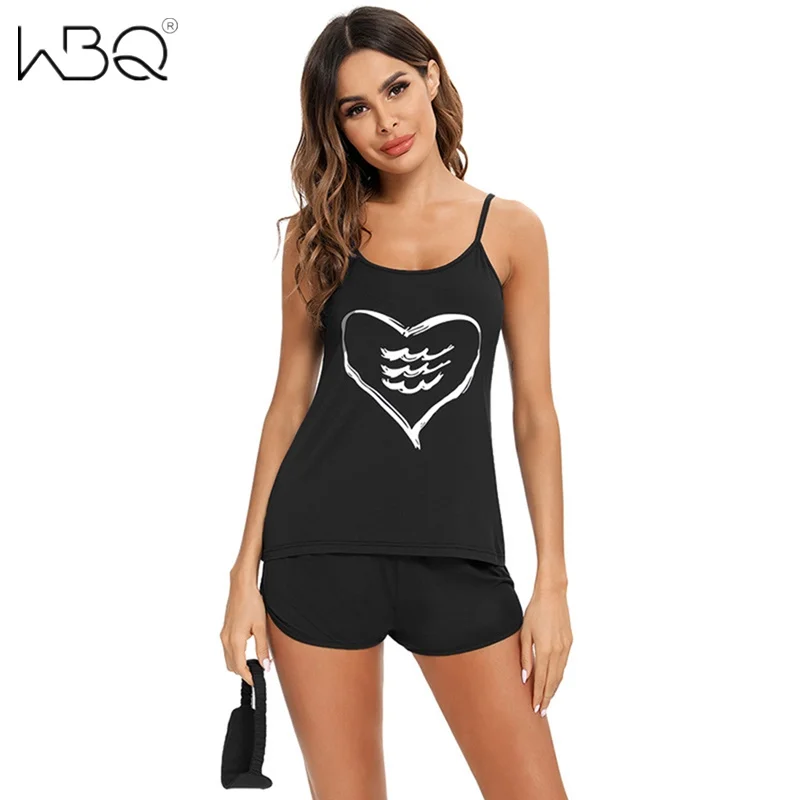 

Комплект пижамный Женский, летний, однотонный, с принтом, шорты, 2 шт.