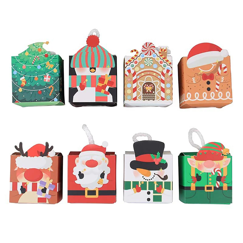 

10Pcs Christmas Gift Boxes Chocolate Candy Cookie Packaging Box Bag Christmas Party Decorations For Home New Year