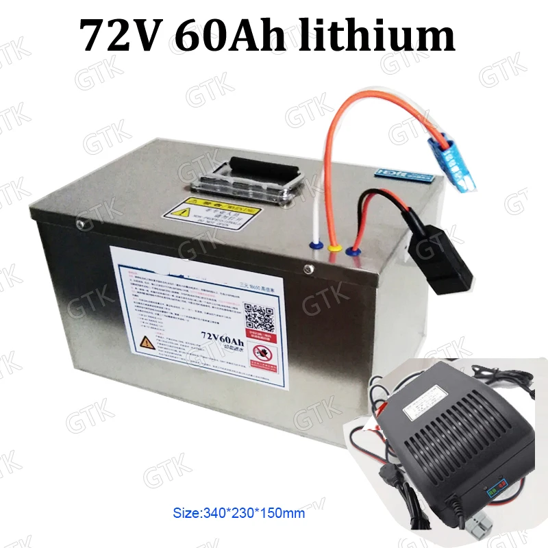 

GTK high capacity 72v 60Ah li-ion no 72v 100ah lithium for 5000w golf club bicycle battery bike tricycle motorhome +10A charger