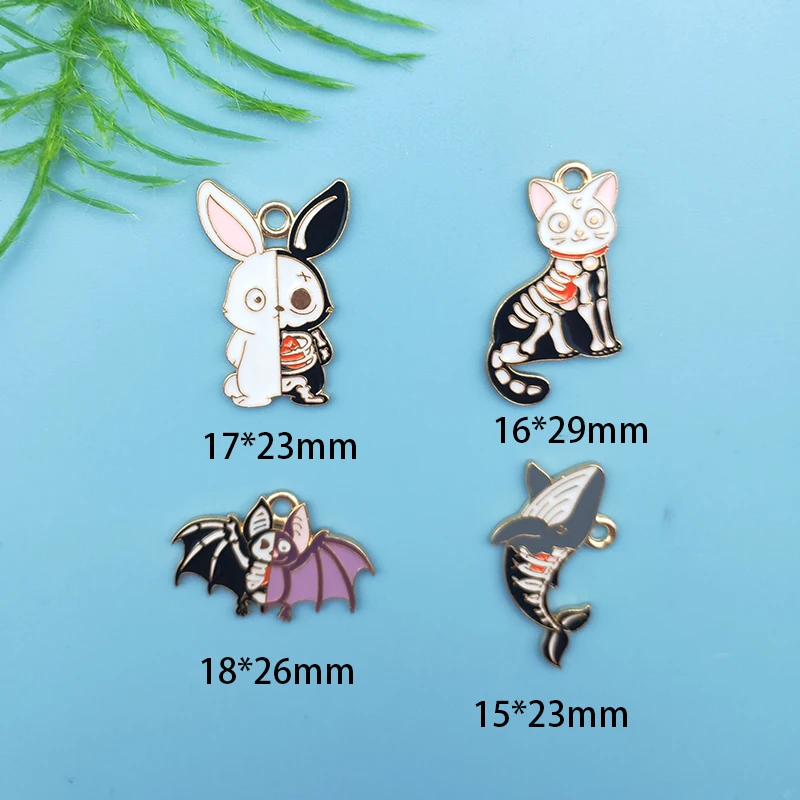 10 шт. ювелирные изделия из сплава Хэллоуин животные скелет кошка кролик летучая