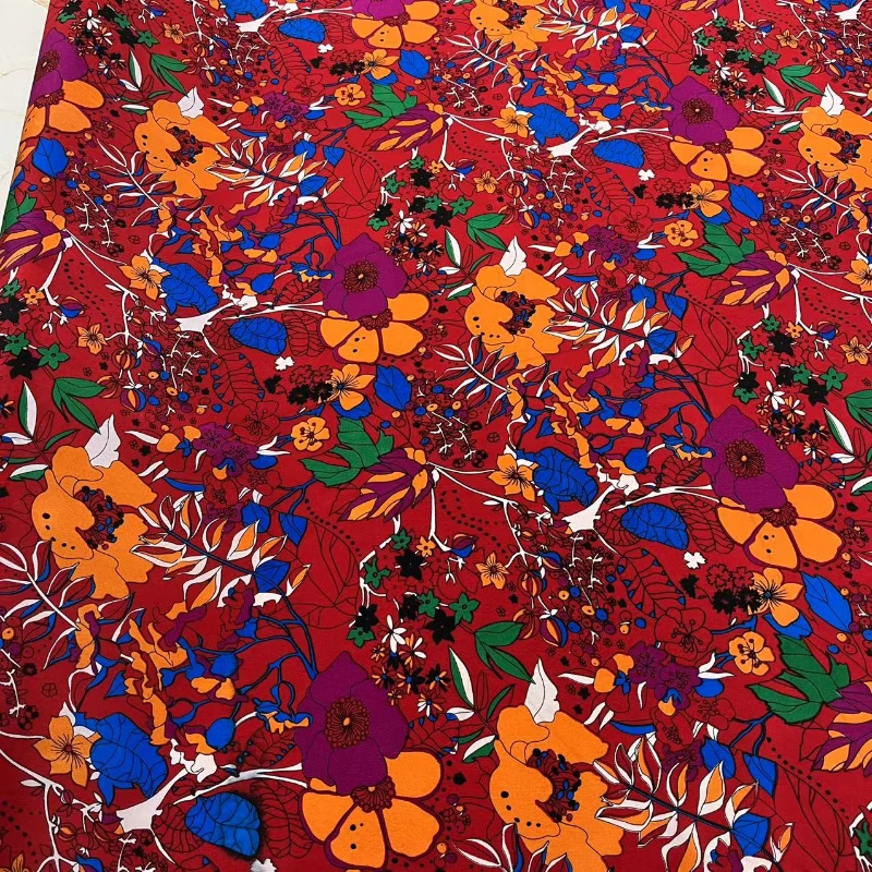 

Natural Silk Crepe Fabric Summer Printed Clothing Dress Fabrics Diy Sew Comfortable and Breathable Ice Silk Wholesale Cloth