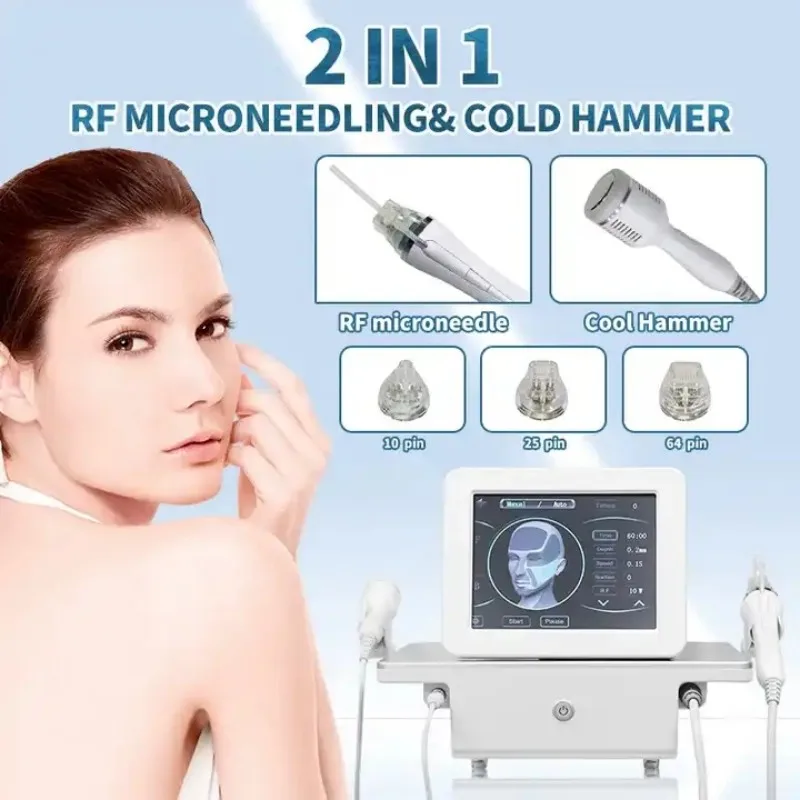 

RF Fractional Microneedle Machine With Cold Hammer 2023 RF Radio Frequency Skin Tightening Acne Scars Stretch Marks Removal