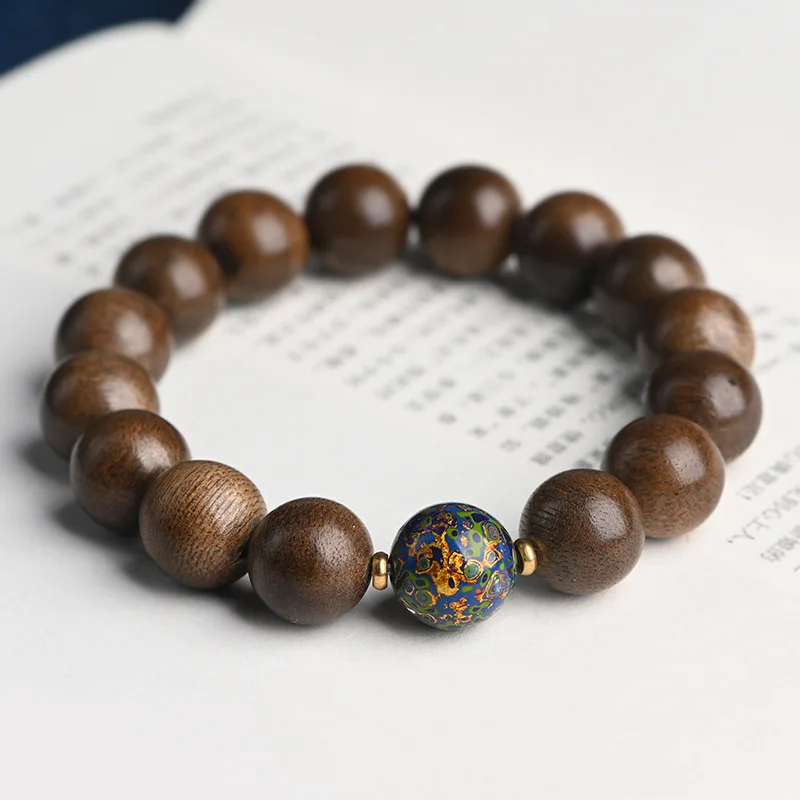 

Vietnamese Chenxiang Buddhist bead bracelet paired with intangible cultural heritage craft large lacquer bead jewelry bracelet