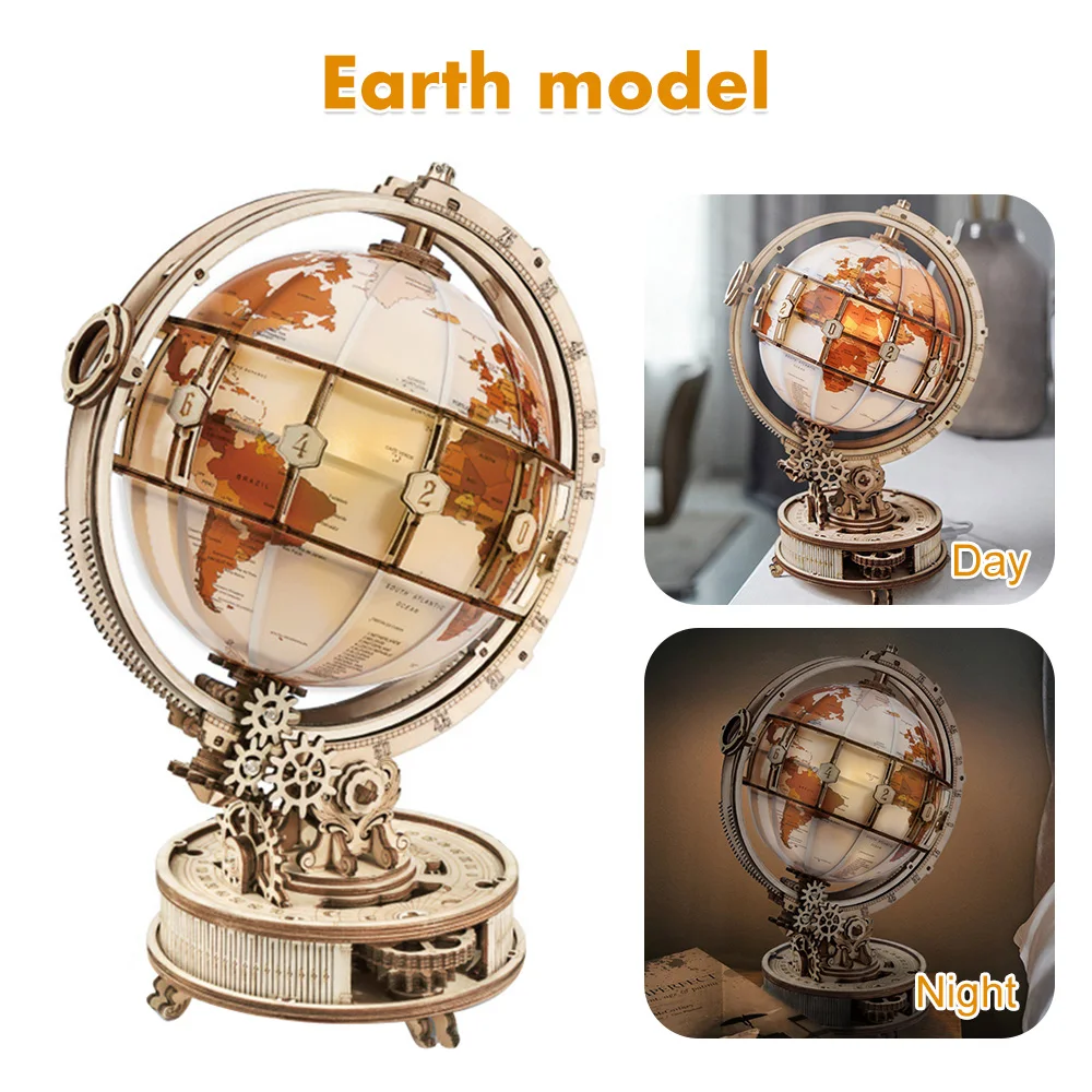 

Vintage Wooden Globe Assembled Creative DIY Puzzle School Education Home Decoration Ornaments for student Constellation Map