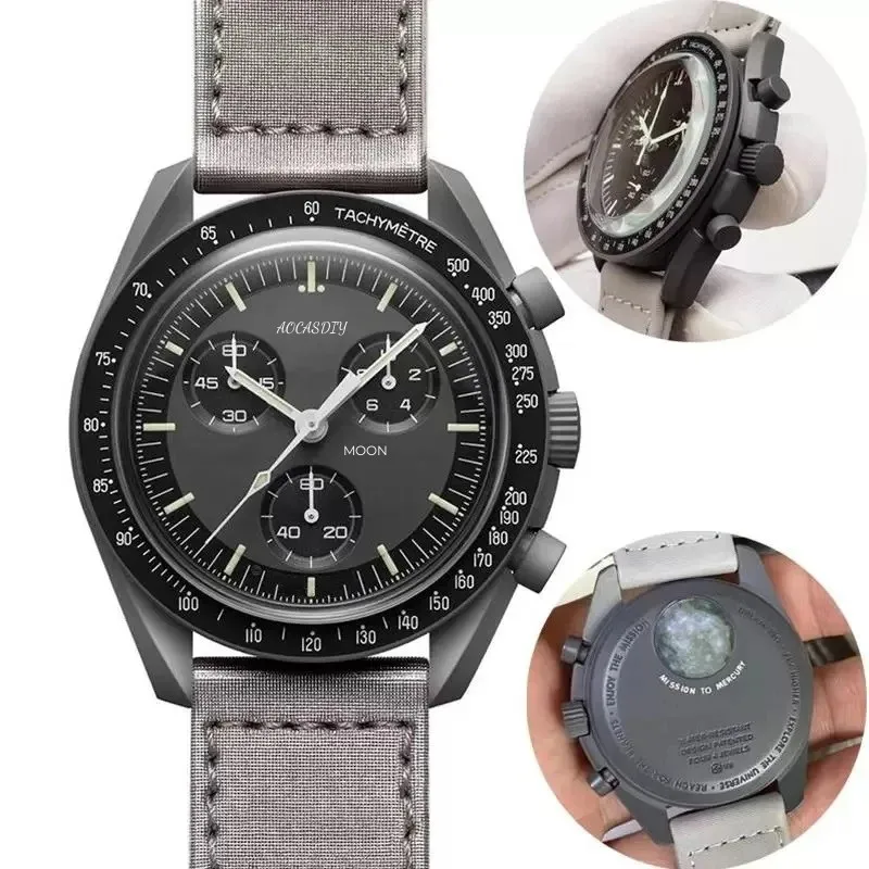 Popular Co-Branded Watches Moon Watch Male Luxury Couple Nylon Mercury James Master Mission Saturn Planet Watch Timing AAA Clock