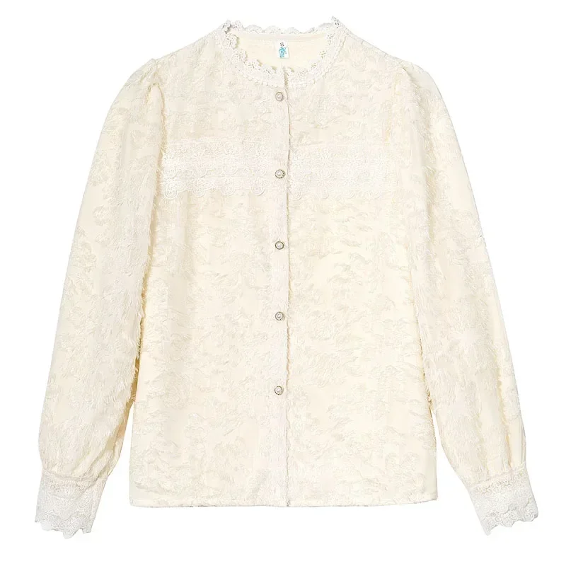 Модная женская рубашка с длинным рукавом бархатная утепленная кружевная