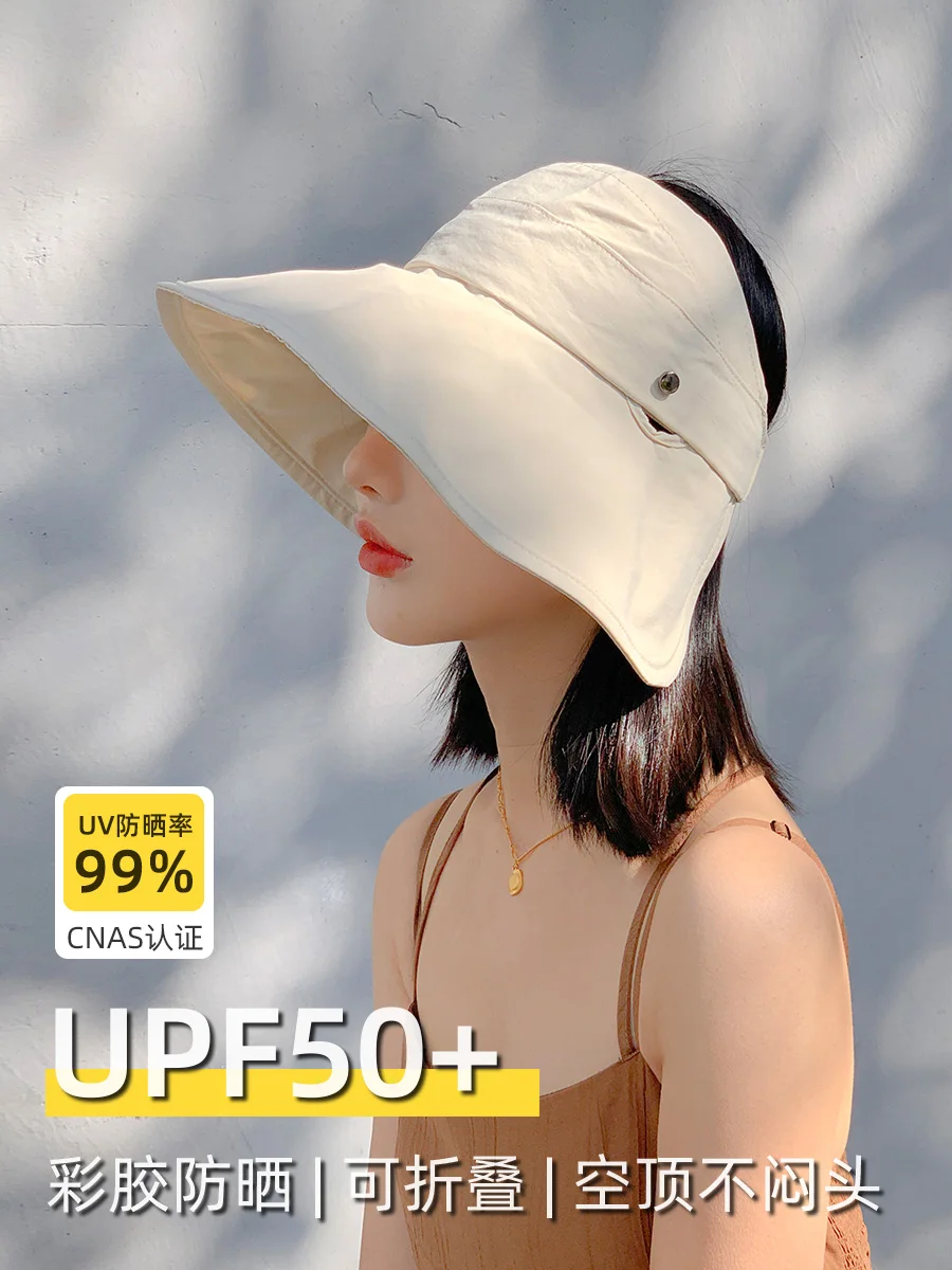 Bald Girl ~ Big Brim Vinyl Sun Protection Hat Children's Summer Outdoor Breathable UV Topless