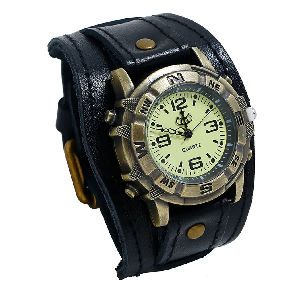 

Luxury Men Punk Retro Watches Fashion Pin Buckle Strap Leather Watch Top Brand Casual Business Quartz Wrist Watches Reloj Hombre