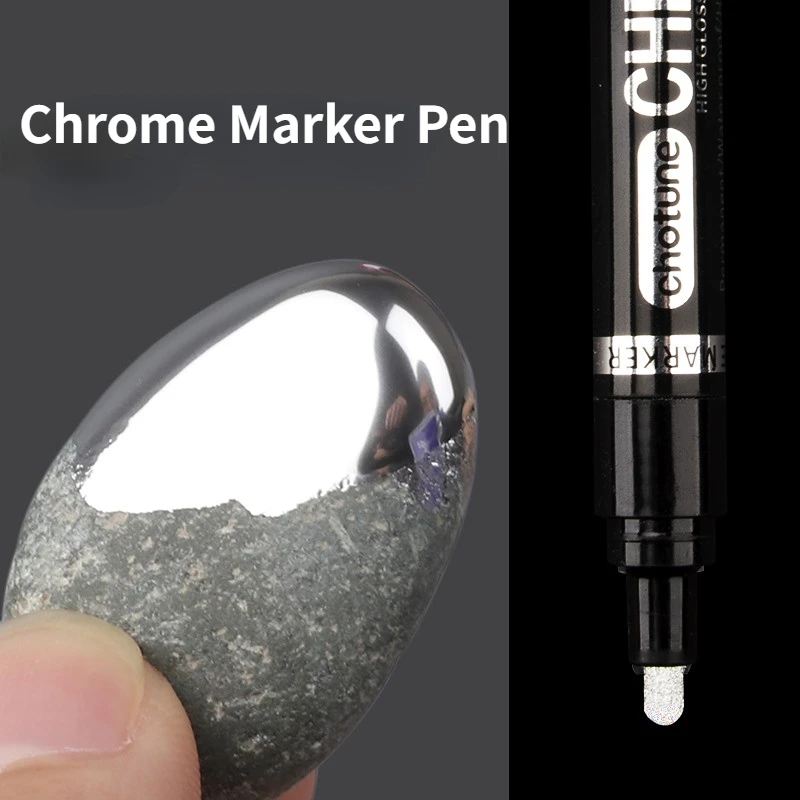 

Electroplating Mirror Silver Paint Pen Silver Hand-made Repair Model Metal DIY Cards,Rock Mugs, Glass, Metallic Craftwork