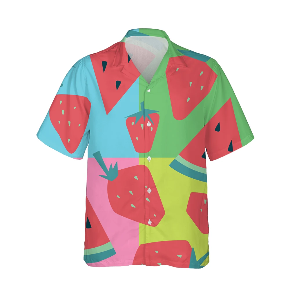 

Jumeast 3D Cartoon Watermelon Shirts For Men Summer Fruit Beachwear Short Sleeve Hawaiian Mens Shirt Baggy Streetwear Clothes