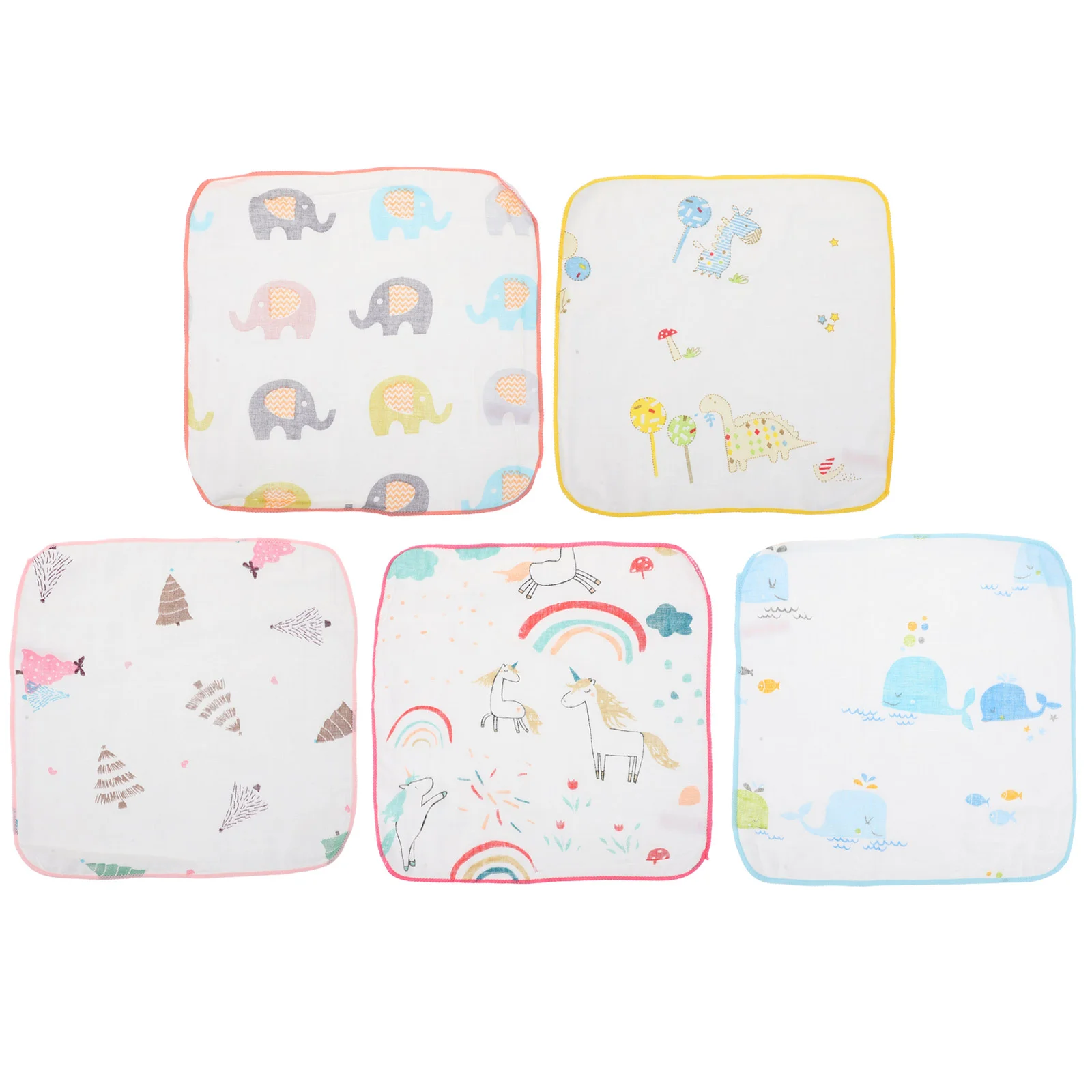 

5Pcs Universal Adorable Comfortable Cotton Practical Kids Washcloths Baby Towels