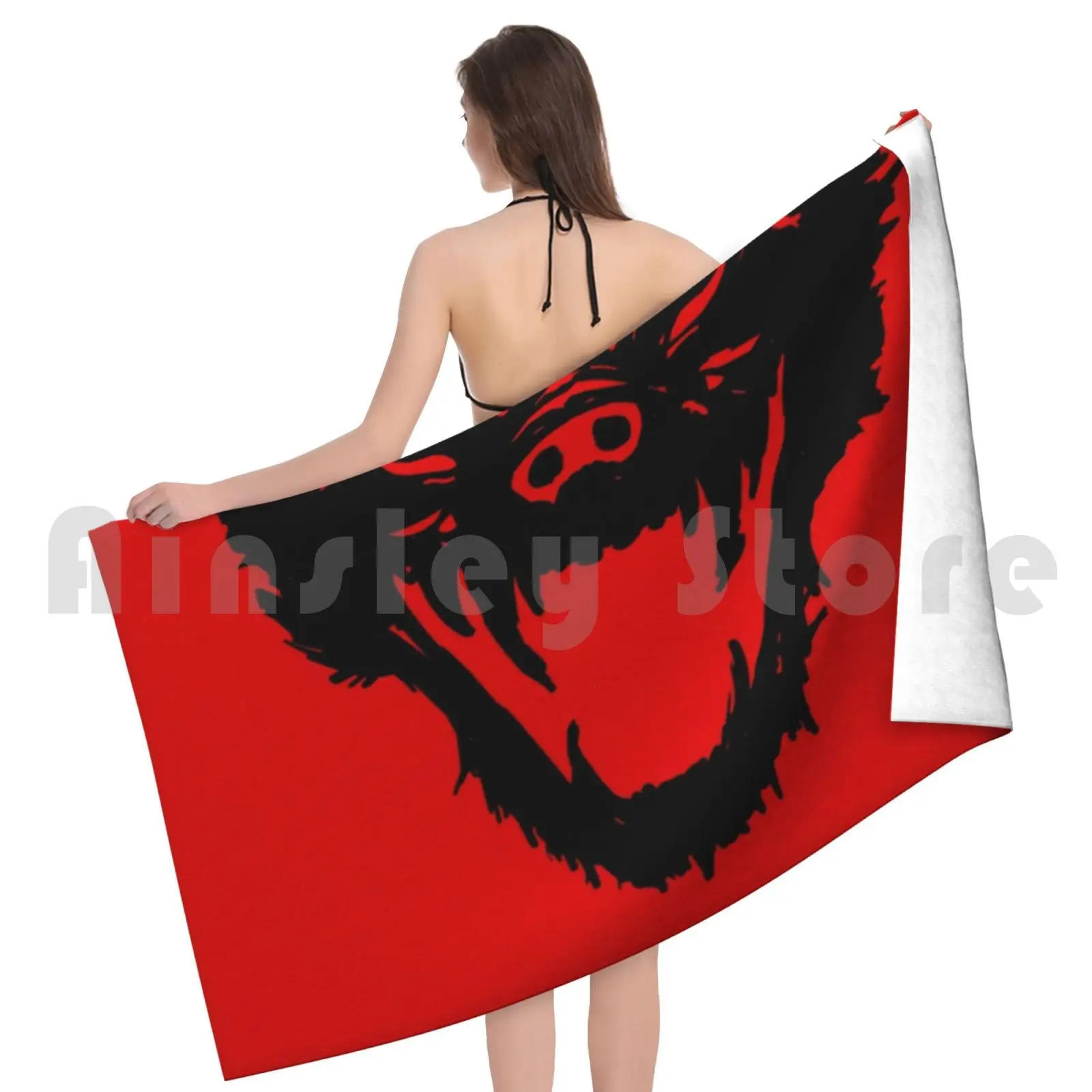 Гиенс (черный) пляжное полотенце быстросохнущее качественное 12 обезьян гиена